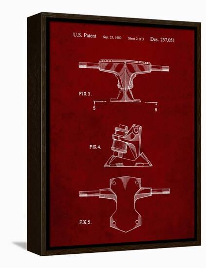 PP385-Burgundy Skateboard Trucks Patent Poster-Cole Borders-Framed Premier Image Canvas