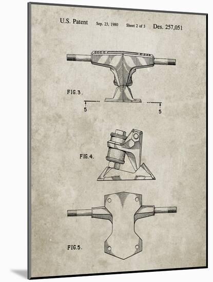 PP385-Sandstone Skateboard Trucks Patent Poster-Cole Borders-Mounted Giclee Print