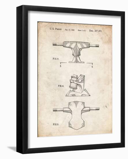 PP385-Vintage Parchment Skateboard Trucks Patent Poster-Cole Borders-Framed Giclee Print