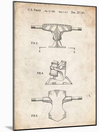 PP385-Vintage Parchment Skateboard Trucks Patent Poster-Cole Borders-Mounted Giclee Print