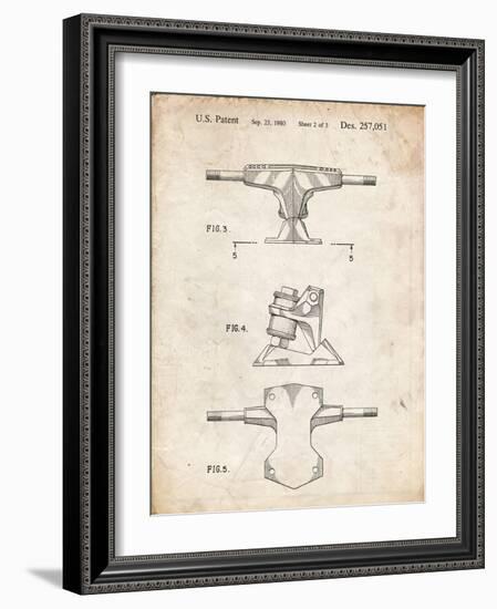 PP385-Vintage Parchment Skateboard Trucks Patent Poster-Cole Borders-Framed Giclee Print