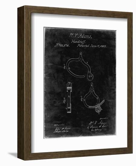 PP389-Black Grunge Vintage Police Handcuffs Patent Poster-Cole Borders-Framed Premium Giclee Print