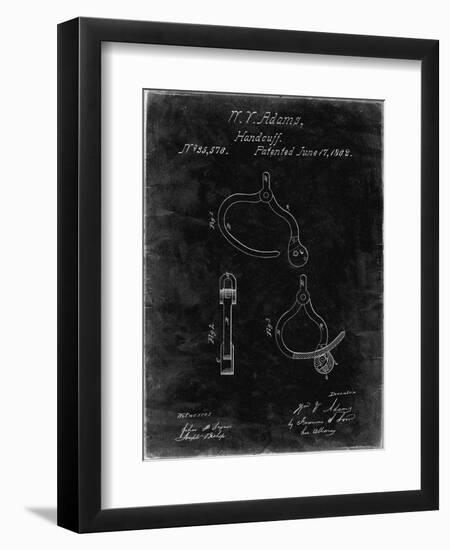 PP389-Black Grunge Vintage Police Handcuffs Patent Poster-Cole Borders-Framed Premium Giclee Print