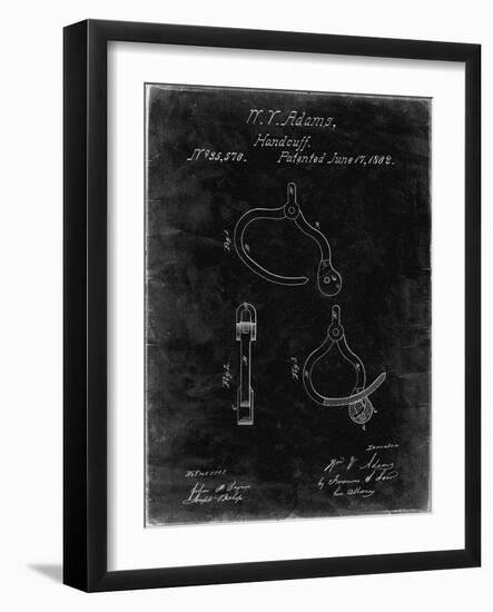 PP389-Black Grunge Vintage Police Handcuffs Patent Poster-Cole Borders-Framed Giclee Print