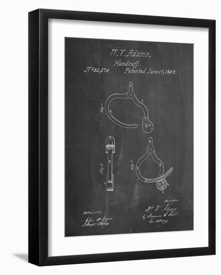 PP389-Chalkboard Vintage Police Handcuffs Patent Poster-Cole Borders-Framed Giclee Print