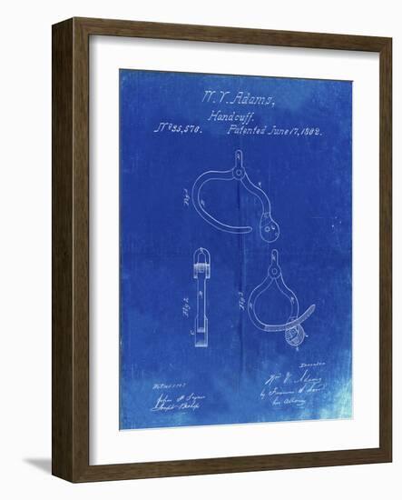 PP389-Faded Blueprint Vintage Police Handcuffs Patent Poster-Cole Borders-Framed Giclee Print