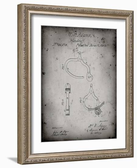 PP389-Faded Grey Vintage Police Handcuffs Patent Poster-Cole Borders-Framed Giclee Print