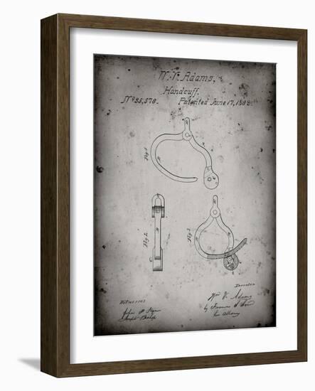 PP389-Faded Grey Vintage Police Handcuffs Patent Poster-Cole Borders-Framed Giclee Print