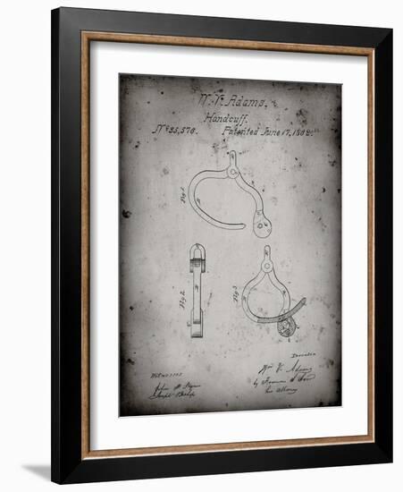 PP389-Faded Grey Vintage Police Handcuffs Patent Poster-Cole Borders-Framed Giclee Print