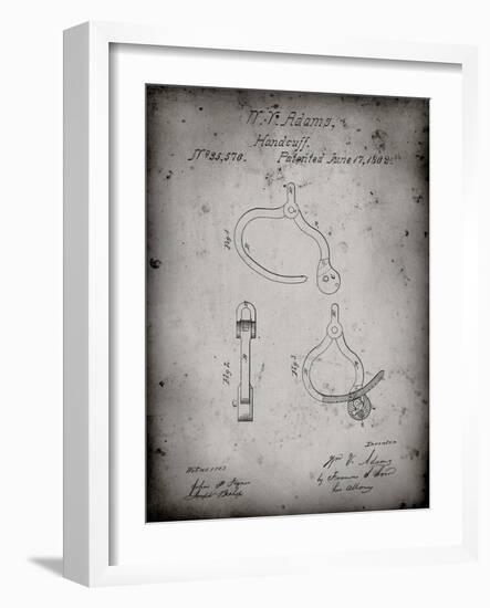 PP389-Faded Grey Vintage Police Handcuffs Patent Poster-Cole Borders-Framed Giclee Print