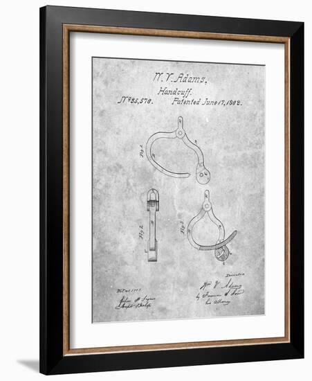 PP389-Slate Vintage Police Handcuffs Patent Poster-Cole Borders-Framed Giclee Print