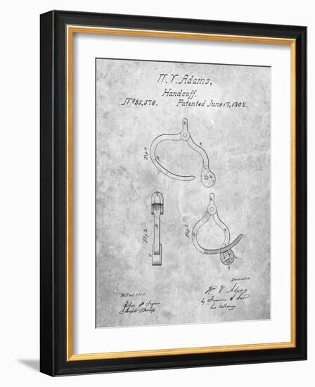 PP389-Slate Vintage Police Handcuffs Patent Poster-Cole Borders-Framed Giclee Print