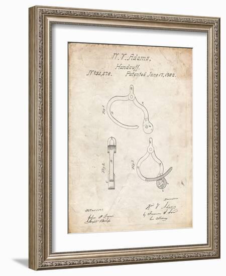 PP389-Vintage Parchment Vintage Police Handcuffs Patent Poster-Cole Borders-Framed Giclee Print