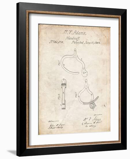 PP389-Vintage Parchment Vintage Police Handcuffs Patent Poster-Cole Borders-Framed Giclee Print