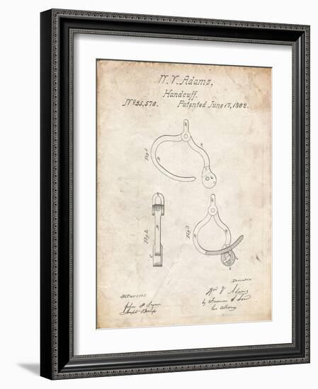 PP389-Vintage Parchment Vintage Police Handcuffs Patent Poster-Cole Borders-Framed Giclee Print