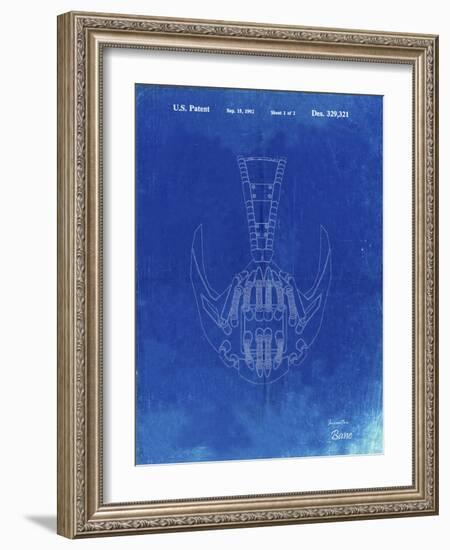 PP39 Faded Blueprint-Borders Cole-Framed Giclee Print