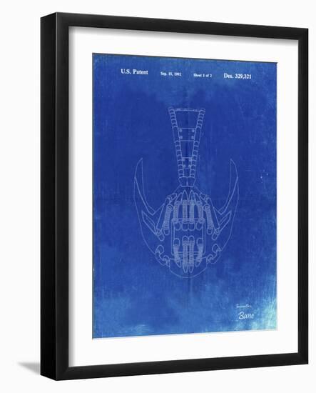 PP39 Faded Blueprint-Borders Cole-Framed Giclee Print