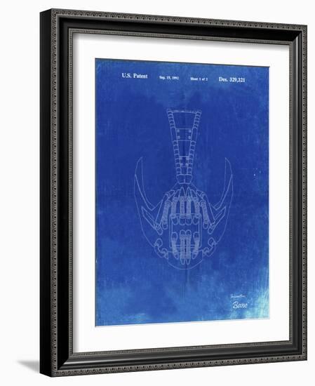 PP39 Faded Blueprint-Borders Cole-Framed Giclee Print