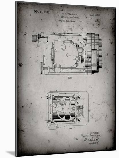 PP390-Faded Grey Motion Picture Camera 1932 Patent Poster-Cole Borders-Mounted Giclee Print