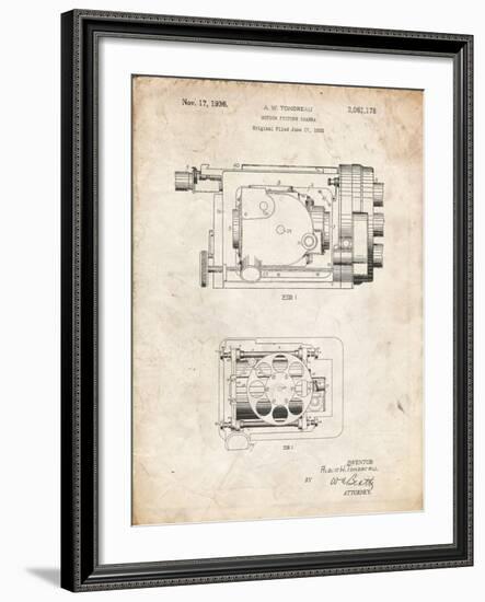 PP390-Vintage Parchment Motion Picture Camera 1932 Patent Poster-Cole Borders-Framed Giclee Print