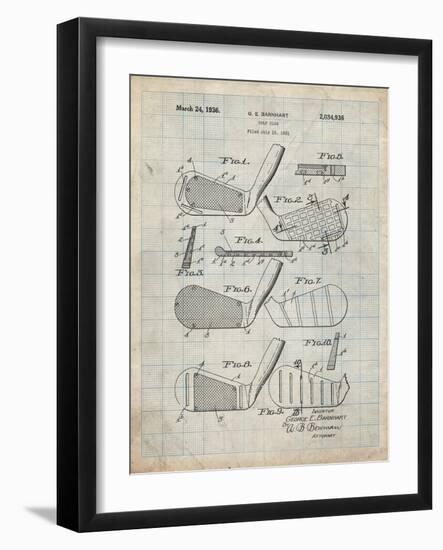 PP4 Antique Grid Parchment-Borders Cole-Framed Giclee Print