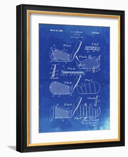 PP4 Faded Blueprint-Borders Cole-Framed Giclee Print