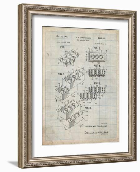 PP40 Antique Grid parchment-Borders Cole-Framed Giclee Print