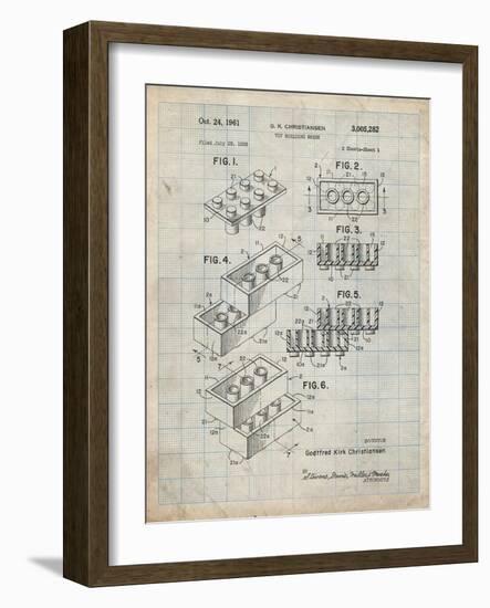 PP40 Antique Grid parchment-Borders Cole-Framed Giclee Print