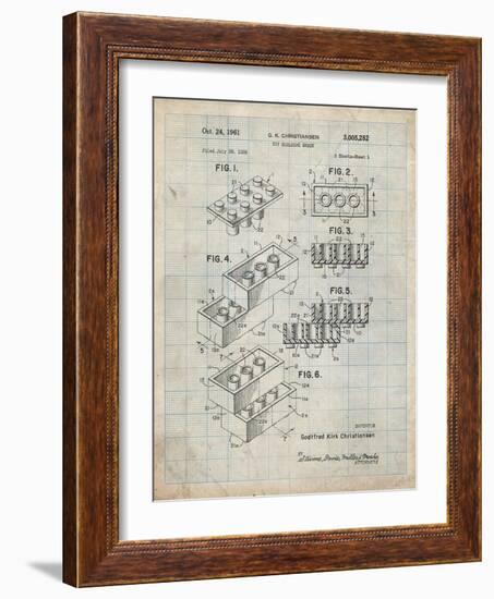 PP40 Antique Grid parchment-Borders Cole-Framed Giclee Print