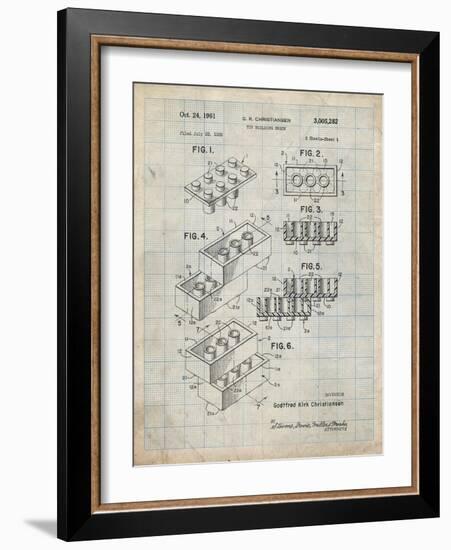 PP40 Antique Grid parchment-Borders Cole-Framed Giclee Print