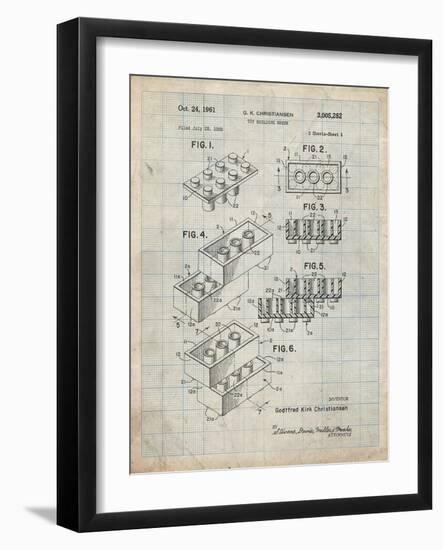 PP40 Antique Grid parchment-Borders Cole-Framed Giclee Print