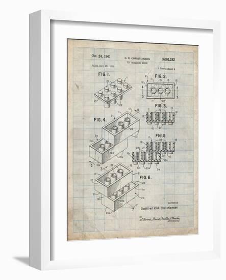 PP40 Antique Grid parchment-Borders Cole-Framed Giclee Print