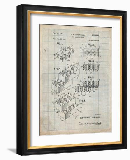 PP40 Antique Grid parchment-Borders Cole-Framed Giclee Print