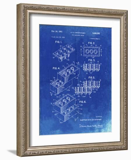 PP40 Faded Blueprint-Borders Cole-Framed Giclee Print