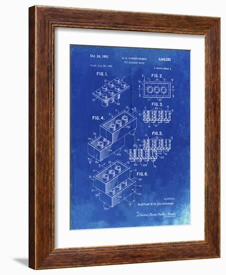 PP40 Faded Blueprint-Borders Cole-Framed Giclee Print