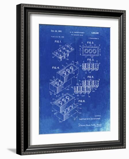 PP40 Faded Blueprint-Borders Cole-Framed Giclee Print