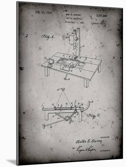 PP403-Faded Grey Disney Multi Plane Camera Patent Poster-Cole Borders-Mounted Giclee Print