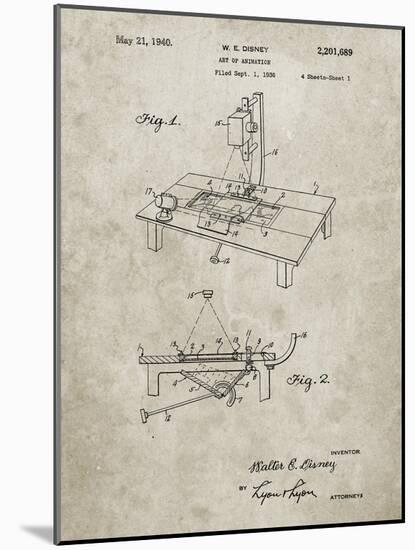 PP403-Sandstone Disney Multi Plane Camera Patent Poster-Cole Borders-Mounted Giclee Print