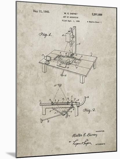 PP403-Sandstone Disney Multi Plane Camera Patent Poster-Cole Borders-Mounted Giclee Print