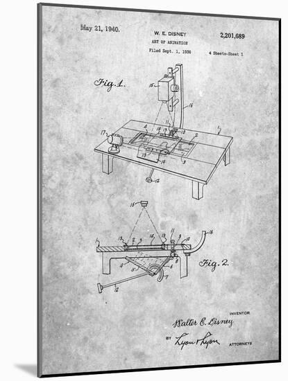 PP403-Slate Disney Multi Plane Camera Patent Poster-Cole Borders-Mounted Giclee Print