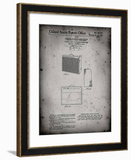 PP405-Faded Grey Fender 1962 Pro Amp Patent Poster-Cole Borders-Framed Giclee Print