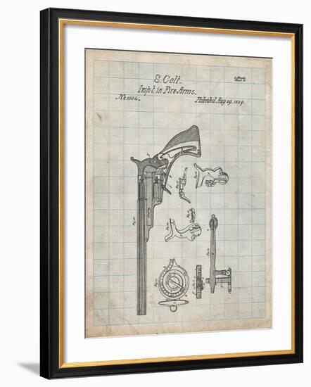 PP409-Antique Grid Parchment Colt Paterson Patent Poster-Cole Borders-Framed Giclee Print