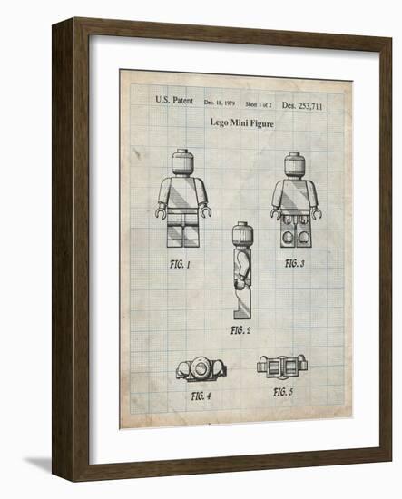 PP41 Antique Grid Parchment-Borders Cole-Framed Giclee Print