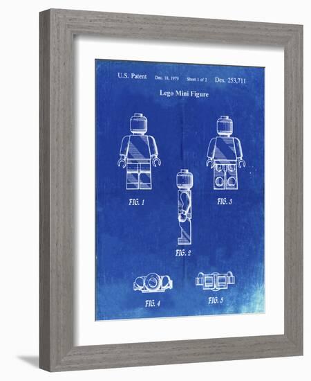 PP41 Faded Blueprint-Borders Cole-Framed Giclee Print