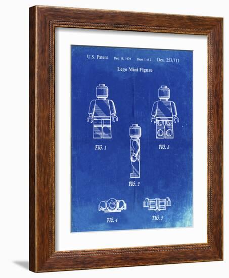 PP41 Faded Blueprint-Borders Cole-Framed Giclee Print