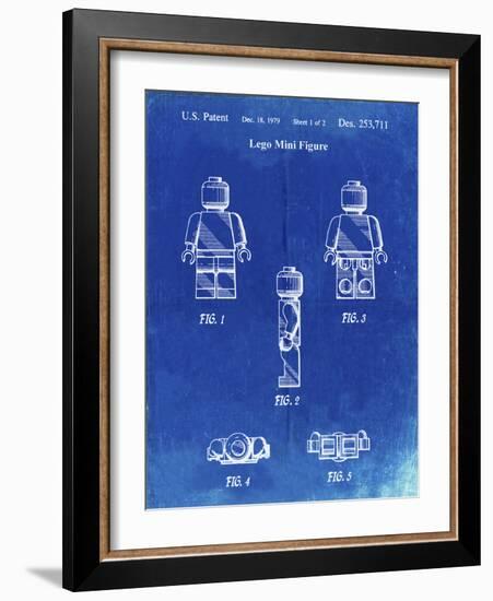 PP41 Faded Blueprint-Borders Cole-Framed Giclee Print