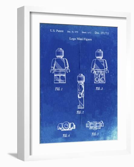 PP41 Faded Blueprint-Borders Cole-Framed Giclee Print