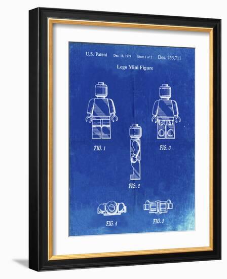 PP41 Faded Blueprint-Borders Cole-Framed Giclee Print