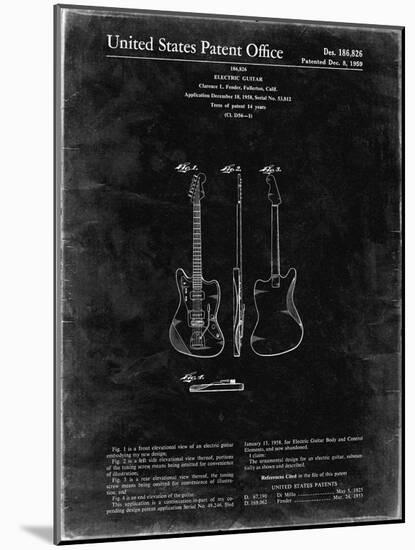 PP417-Black Grunge Fender Jazzmaster Guitar Patent Poster-Cole Borders-Mounted Giclee Print