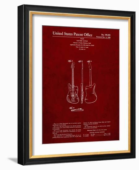 PP417-Burgundy Fender Jazzmaster Guitar Patent Poster-Cole Borders-Framed Giclee Print